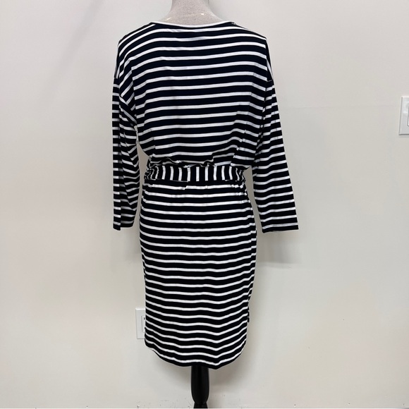 💙💛 Sanctuary Black White Striped Sullivan Henley Scoop Neck T-Shirt Dress - Picture 10 of 11